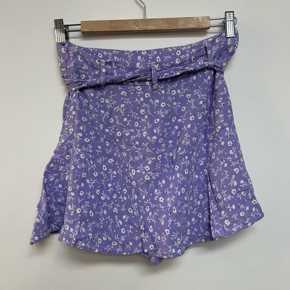 Zara Lavender Floral Print Mini Skirt Skort Flounce Hem Flowy Schoolgirl Small - Picture 7 of 10